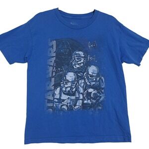 Star Wars Womens Medium Blue Stormtrooper Darth Vader Graphic Tee Cotton Shirt